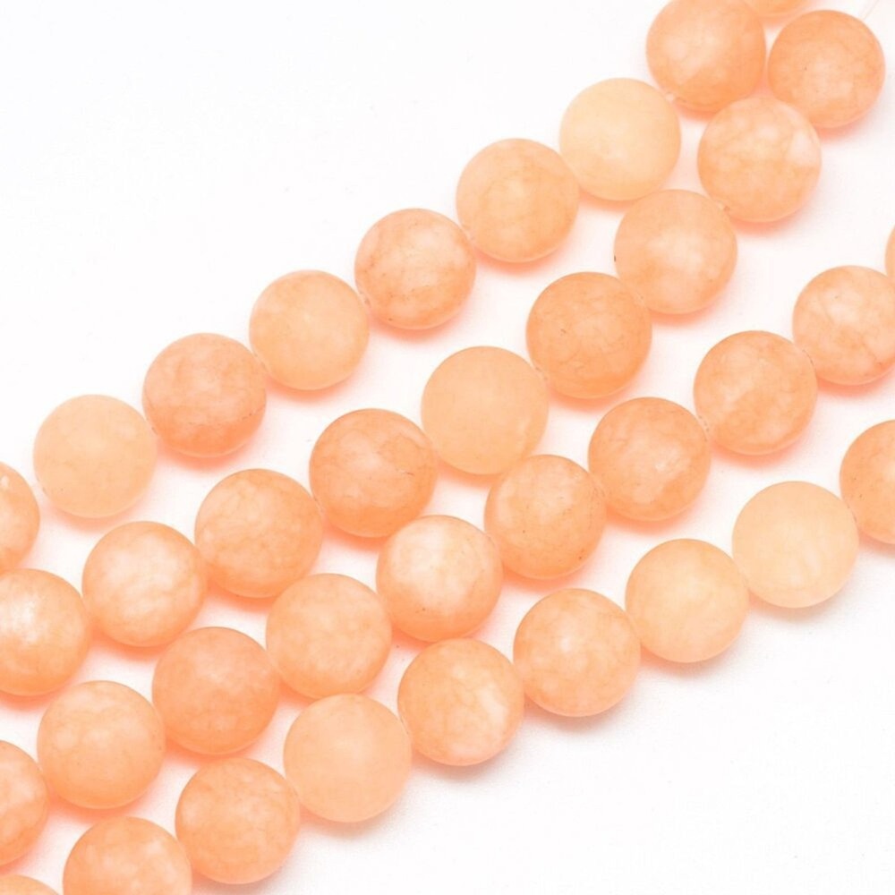 8-9MM Frosted Peach Orange Jade Beads-ONE Gemstone Bead Strand-Jewelry Craft NWT